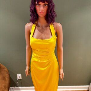 Yellow Canary Cache Halter Cocktail Dress